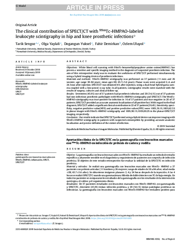 (PDF) The clinical contribution of SPECT/CT with 99mTc-HMPAO-labeled ...