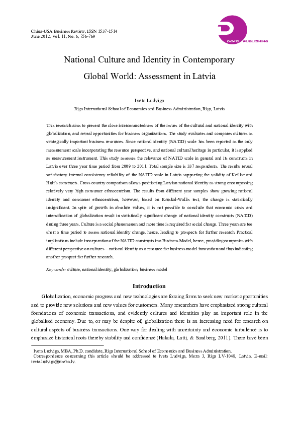 (PDF) National Culture and Identity in Contemporary Global World ...