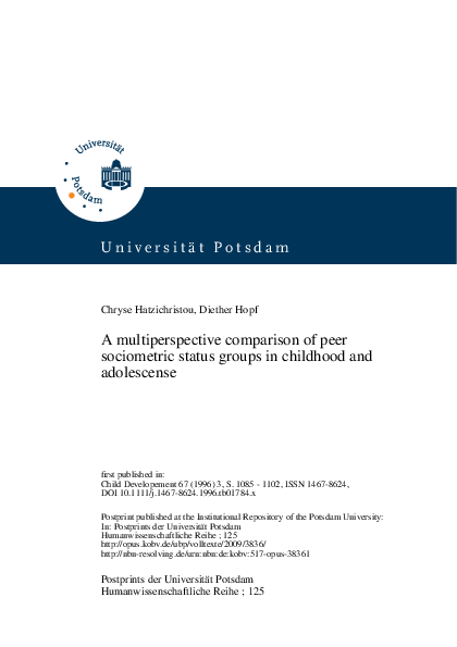 (PDF) A Multiperspective Comparison of Peer Sociometric Status Groups ...