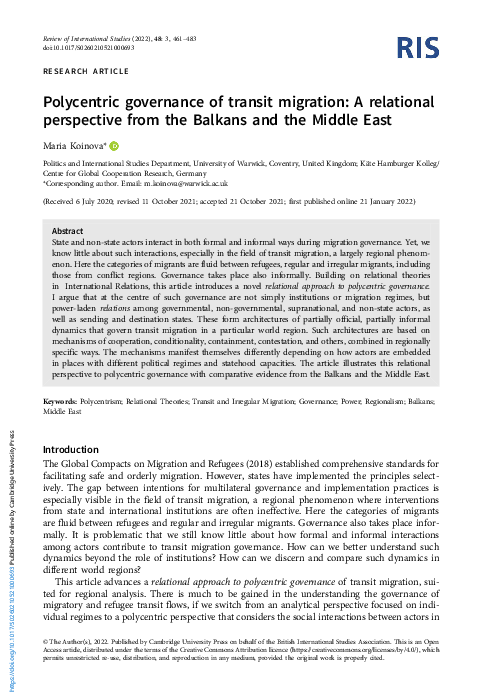 (PDF) Polycentric governance of transit migration: A relational ...