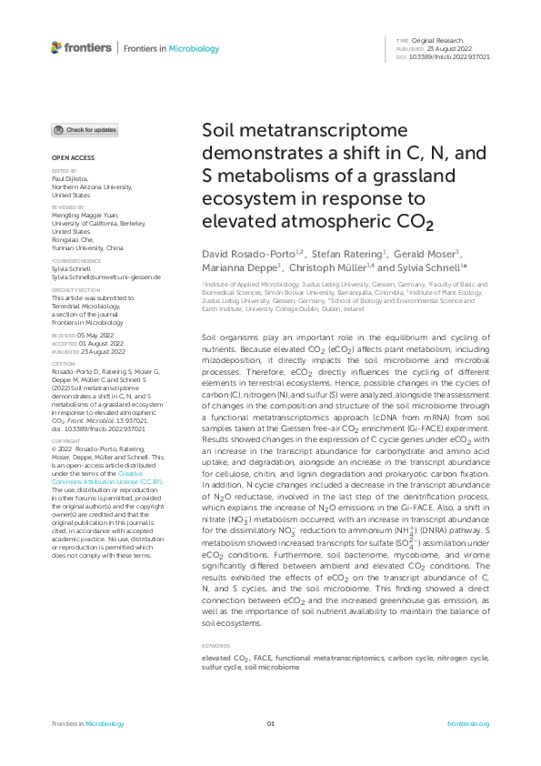 (PDF) Soil metatranscriptome demonstrates a shift in C, N, and S ...