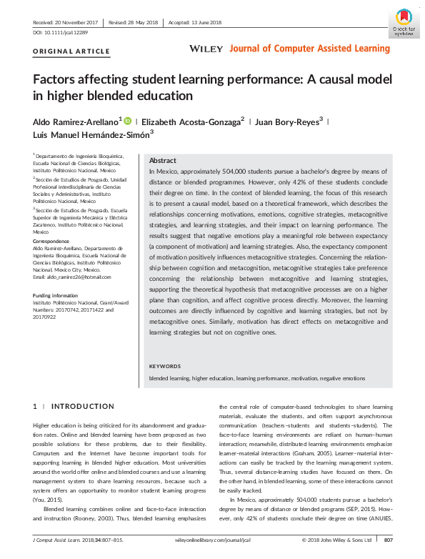 (PDF) Factors affecting student learning performance: A causal model in ...