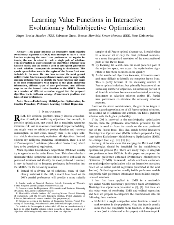(PDF) Learning Value Functions in Interactive Evolutionary ...