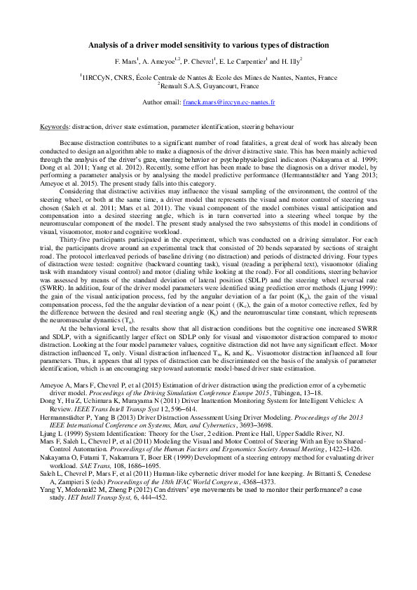 (PDF) Analysis of a driver model sensitivity to various types of ...