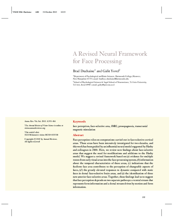 (PDF) A Revised Neural Framework for Face Processing