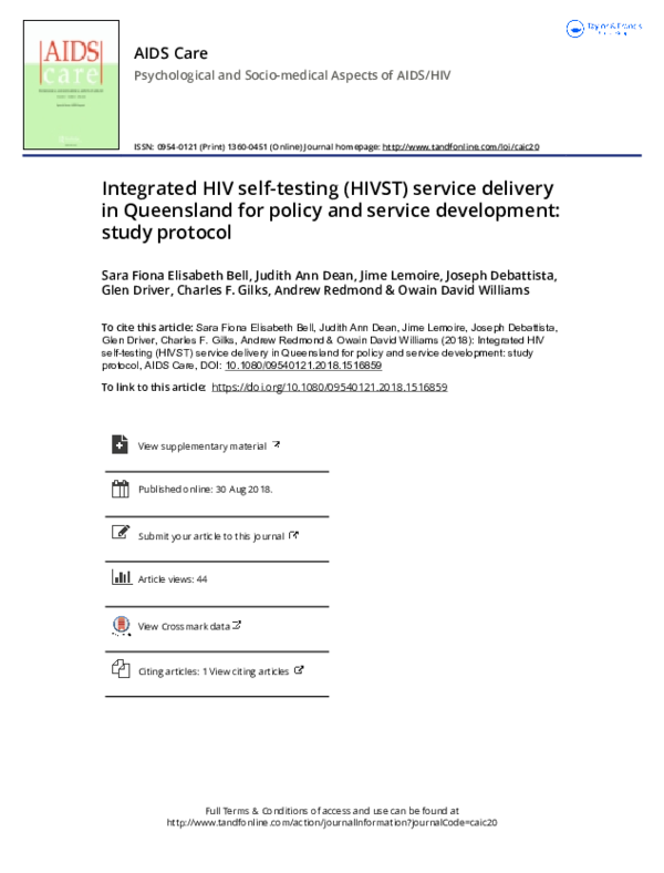 (PDF) Integrated HIV self-testing (HIVST) service delivery in ...