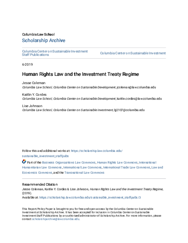 (PDF) Human rights law and the investment treaty regime