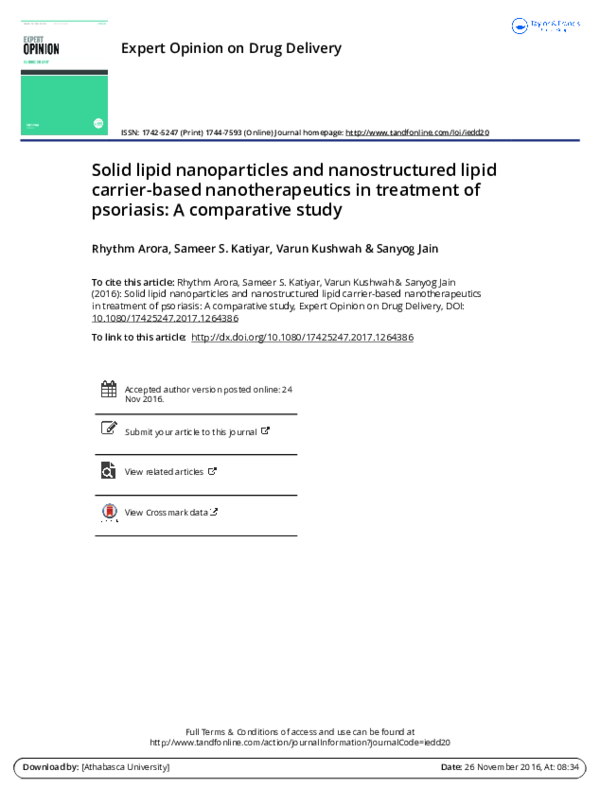 (PDF) Solid Lipid Nanoparticles and Nanostructured Lipid Carriers ...