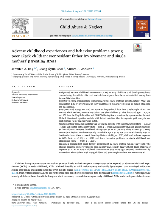 (PDF) Adverse childhood experiences and behavior problems among poor ...