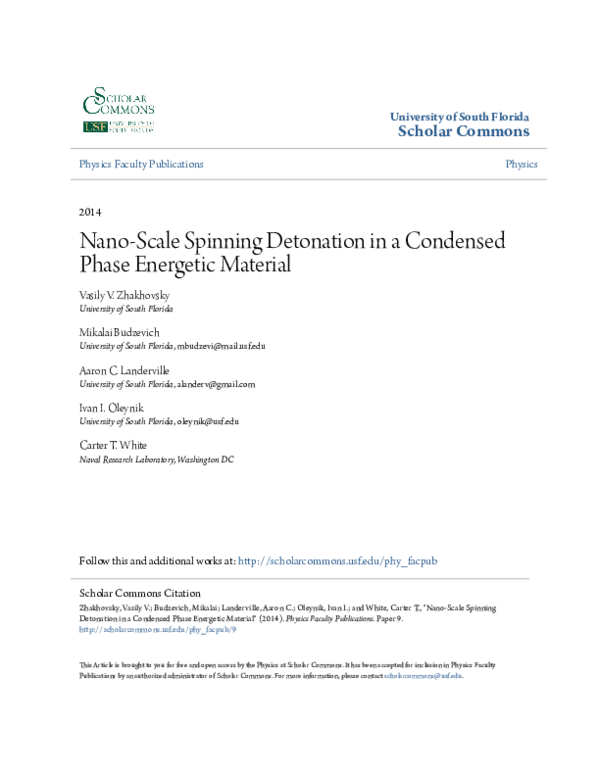 (PDF) Nano-scale spinning detonation in a condensed phase energetic ...