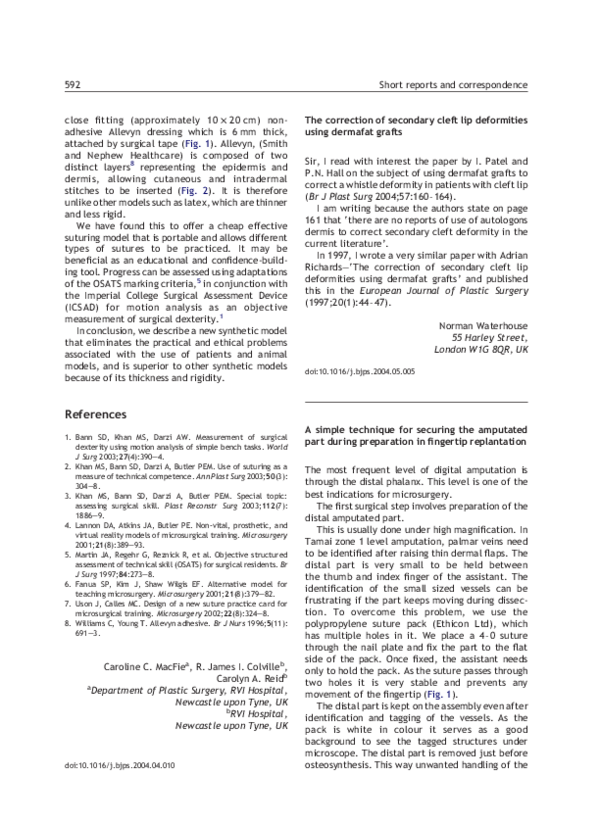 (PDF) A simple technique for securing the amputated part during ...
