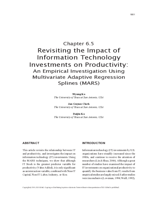 (PDF) Revisiting the Impact of Information Technology Investments on ...
