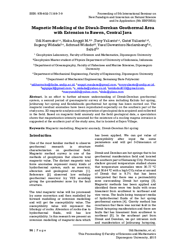 (PDF) Magnetic Modeling of the Diwak-Derekan Geothermal Area with ...