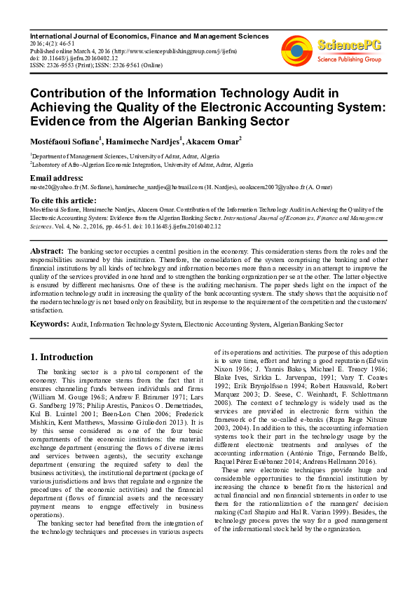 (PDF) Contribution of the Information Technology Audit in Achieving the ...