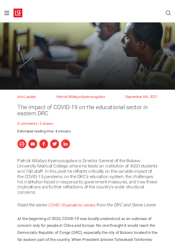 (PDF) The impact of COVID-19 on the educational sector in eastern DRC