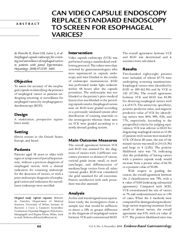 (PDF) Can Video Capsule Endoscopy Replace Standard Endoscopy to Screen ...