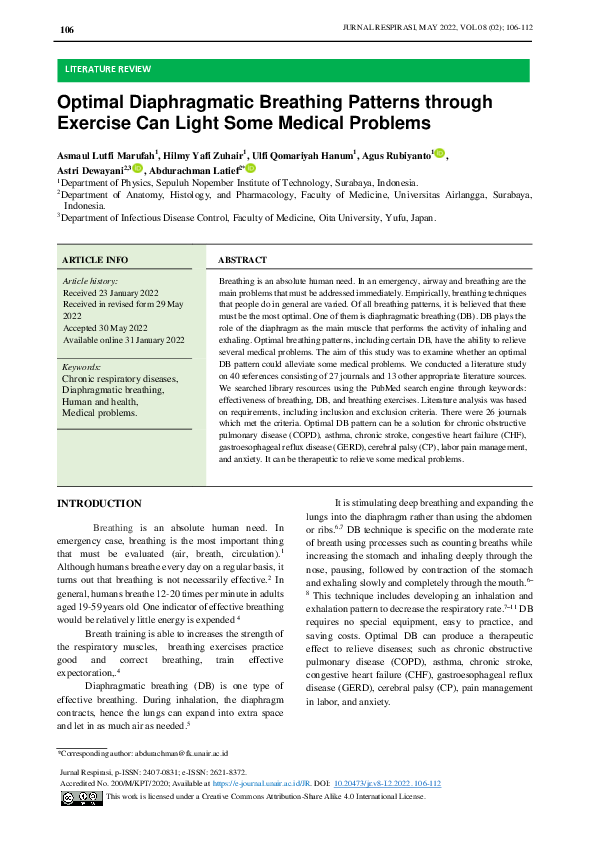 (PDF) Optimal Diaphragmatic Breathing Patterns through Exercise Can ...