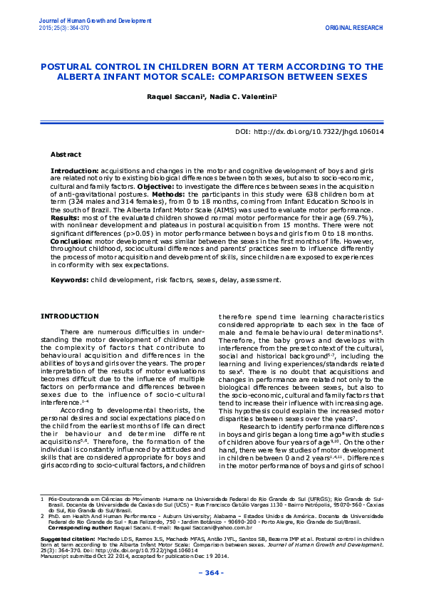(PDF) Postural Control in Children Born at Term According to the ...