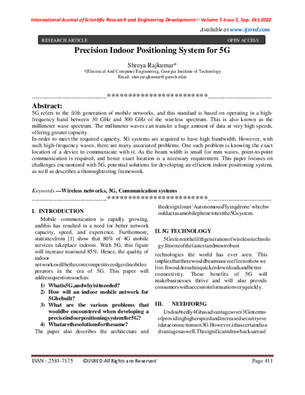 (PDF) Precision Indoor Positioning System for 5G