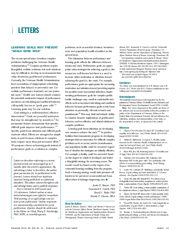 (PDF) Learning Goals May Prevent “Goals Gone Wild” Martin Charns