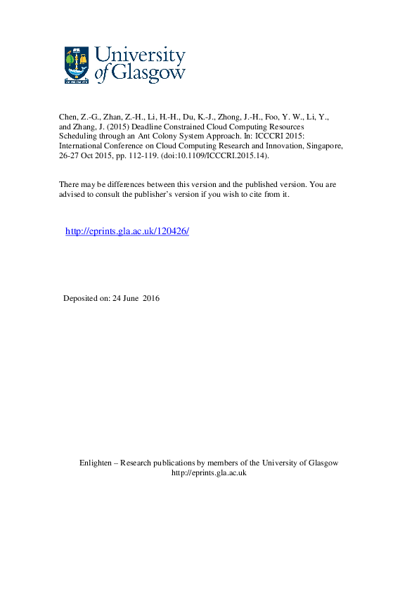 (PDF) Deadline Constrained Cloud Computing Resources Scheduling through ...