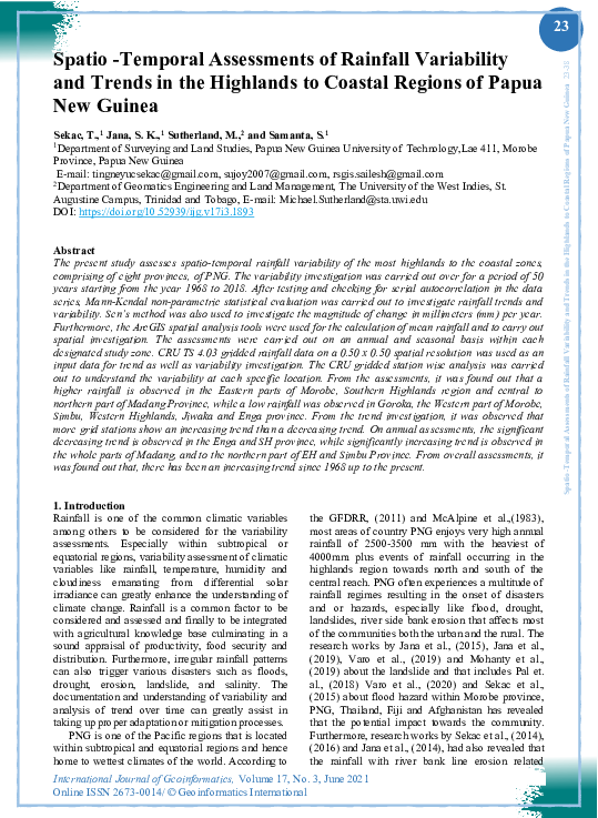 (PDF) Spatio -Temporal Assessments of Rainfall Variability and Trends ...