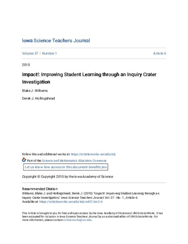 (PDF) Impact!: Improving Student Learning through an Inquiry Crater ...