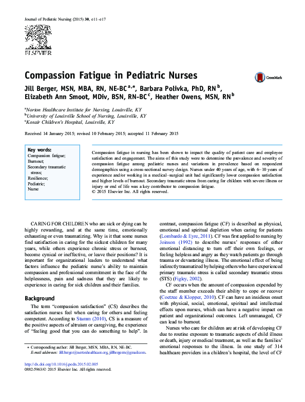 (PDF) Compassion Fatigue in Pediatric Nurses
