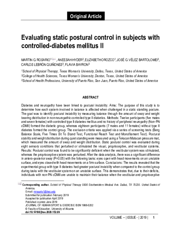 (PDF) Evaluating static postural control in subjects with controlled ...