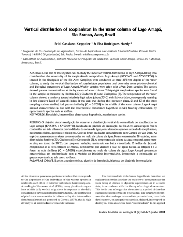 (PDF) Vertical distribution of zooplankton in the water column of Lago ...