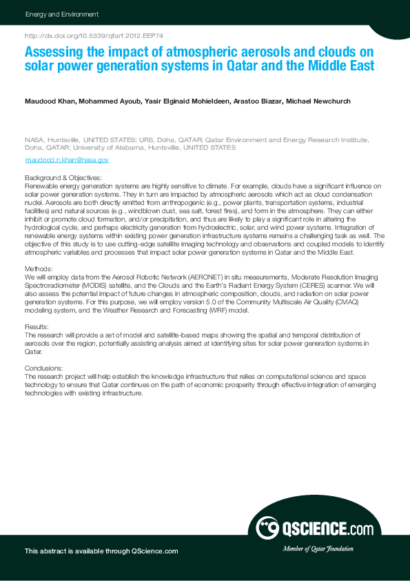 (PDF) Assessing the impact of atmospheric aerosols and clouds on solar ...
