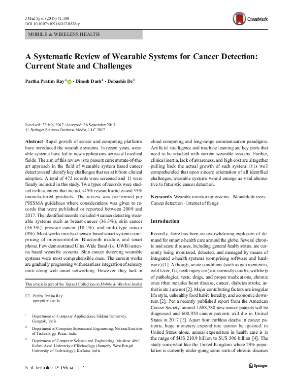 (PDF) A Systematic Review of Wearable Systems for Cancer Detection ...