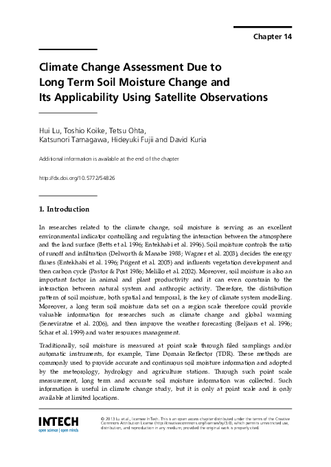 (PDF) Climate Change Assessment Due to Long Term Soil Moisture Change ...