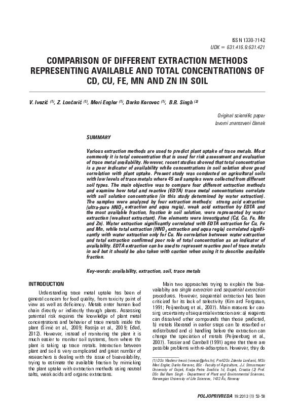 (PDF) Comparison of different extraction methods representing available ...