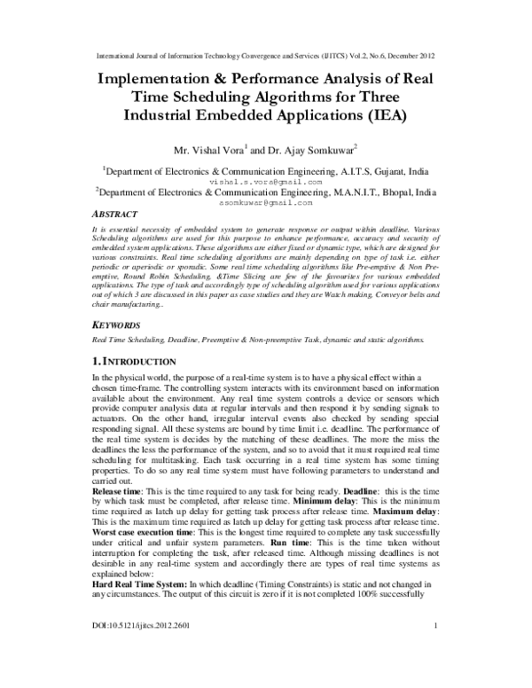 (PDF) Implementation & Performance Analysis of Real Time Scheduling ...