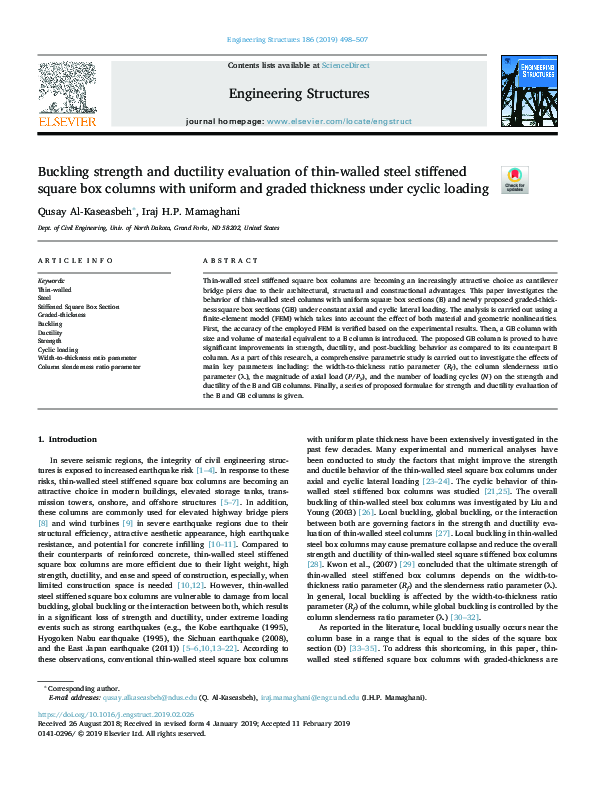 (PDF) Buckling Strength and Ductility Evaluation of Thin-Walled Steel ...