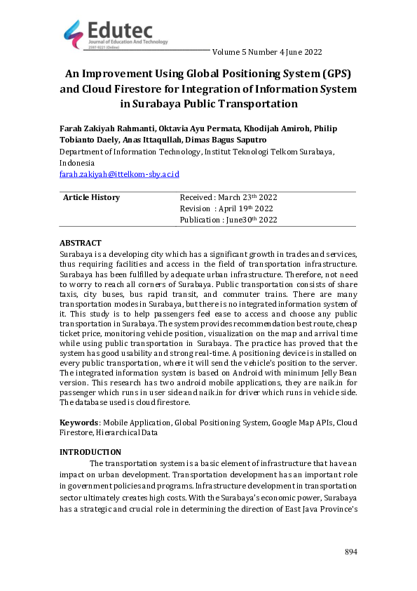 (PDF) An Improvement Using Global Positioning System (GPS) and Cloud ...
