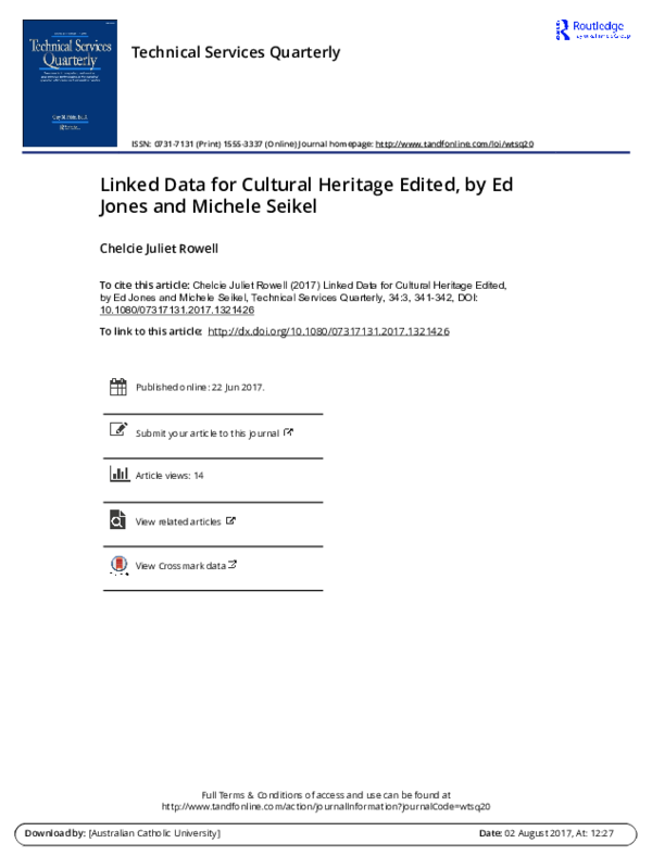 (PDF) Linked Data for Cultural Heritage Edited, by Ed Jones and Michele ...