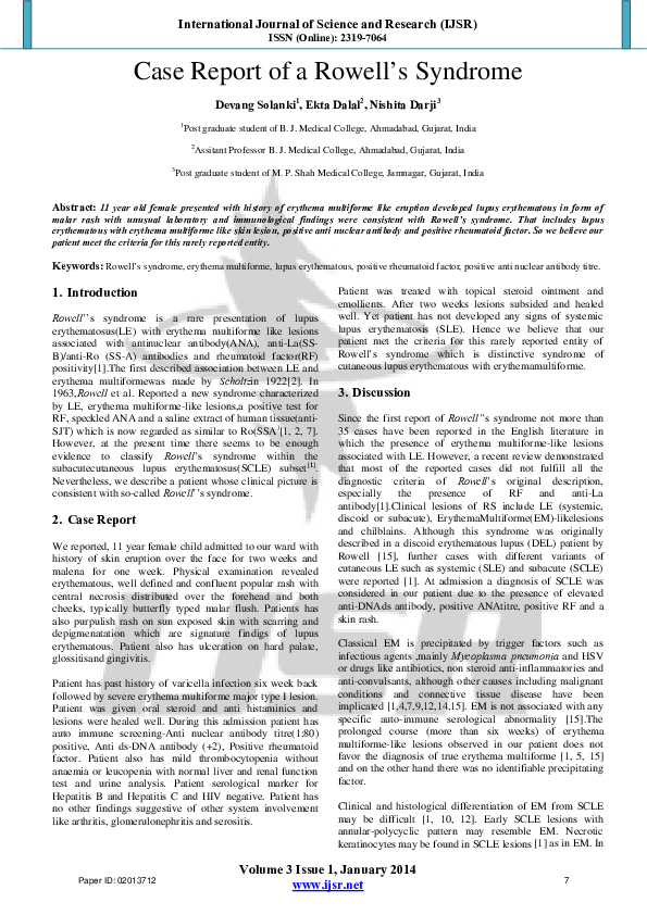 (PDF) Case Report of a Rowell’s Syndrome