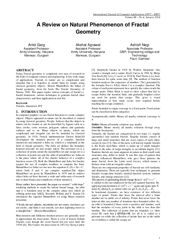 (PDF) A Review on Natural Phenomenon of Fractal Geometry