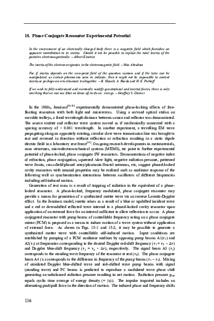 Quantum Wave Mechanics Ch 15 Phase Conjugate Resonator Experimental Potential