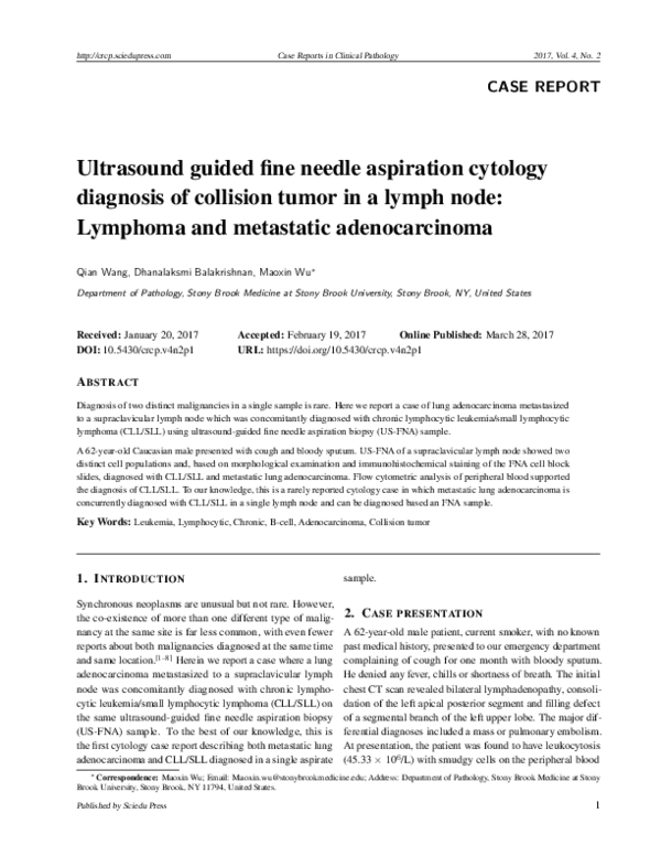 (PDF) Ultrasound-guided fine needle aspiration cytology diagnosis of ...