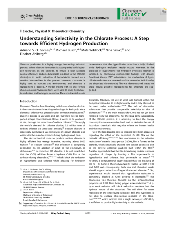 (PDF) Understanding Selectivity in the Chlorate Process: A Step towards ...