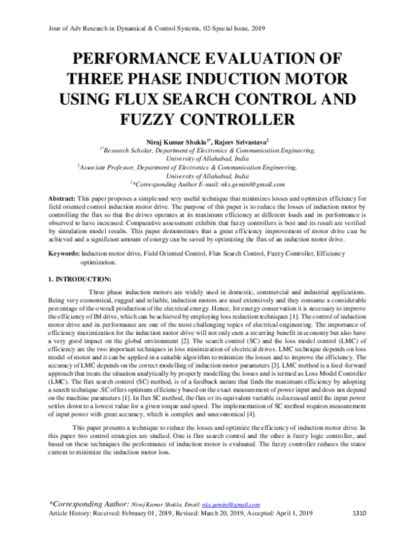 (PDF) Performance Evaluation of Three Phase Induction Motor Using Flux ...