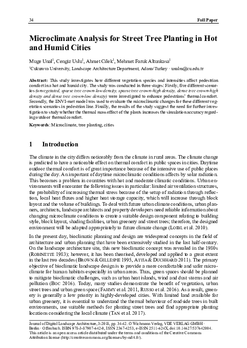 (PDF) Microclimate Analysis for Street Tree Planting in Hot and Humid ...