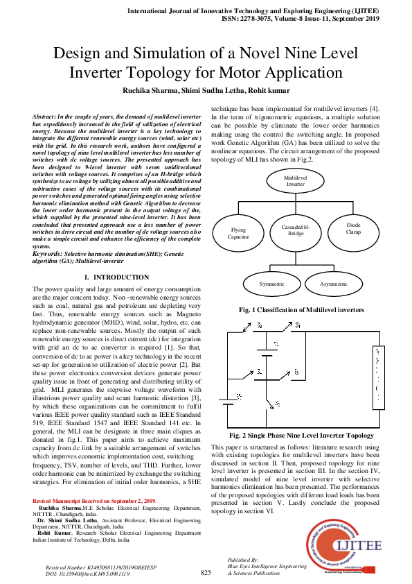 (PDF) Design and Simulation of a Novel Nine Level Inverter Topology for ...