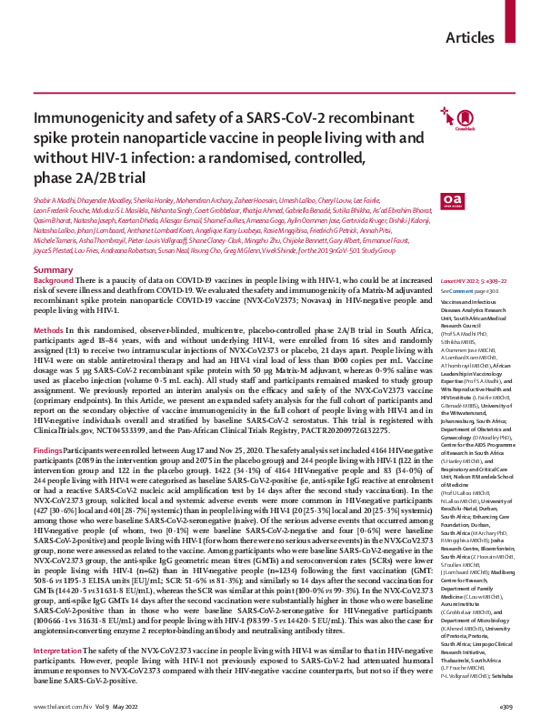 (PDF) Immunogenicity and safety of a SARS-CoV-2 recombinant spike ...