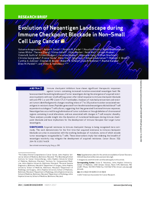 (PDF) Evolution of Neoantigen Landscape During Immune Checkpoint ...