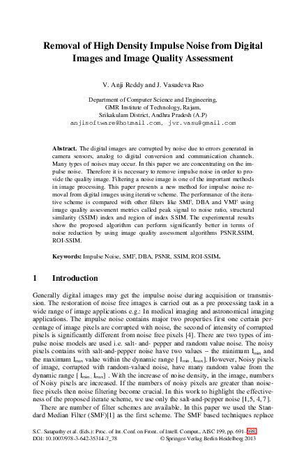 (PDF) Removal of High Density Impulse Noise from Digital Images and ...