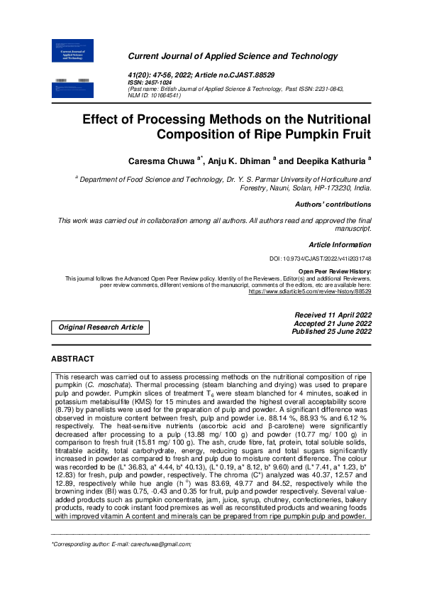 (PDF) Effect of Processing Methods on the Nutritional Composition of ...
